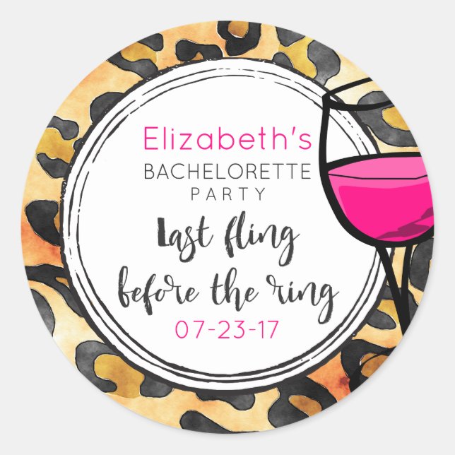 Last Fling Before The Ring Wild Bachelorette Classic Round Sticker (Front)