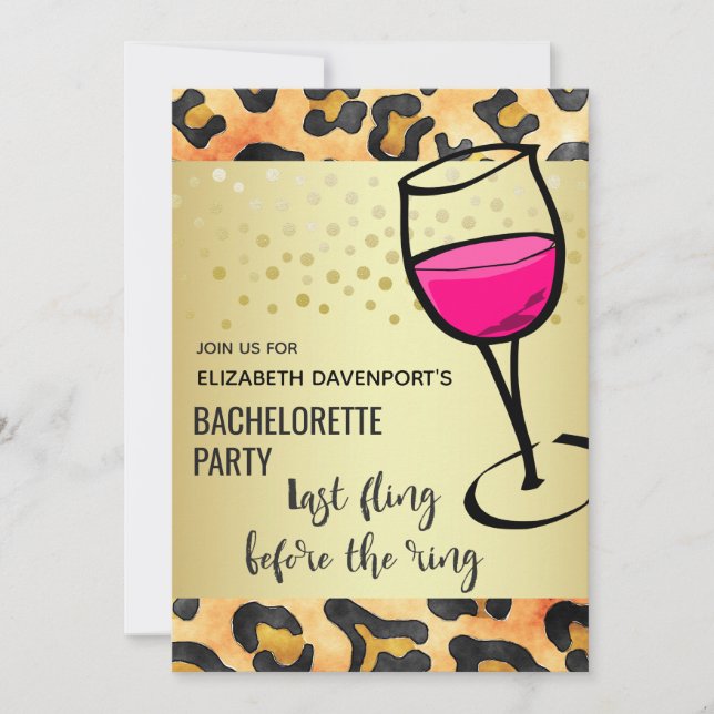 Last Fling Before The Ring Wild Bachelorette Party Invitation (Front)