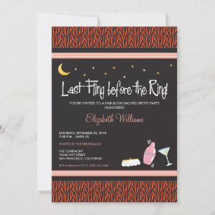 Last Fling Zebra Bachelorette Invitation (orange)