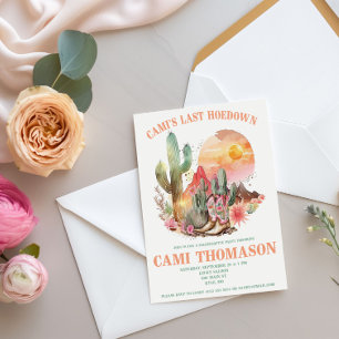 Last Hoedown, Western, Cowgirl Bachelorette Party Invitation