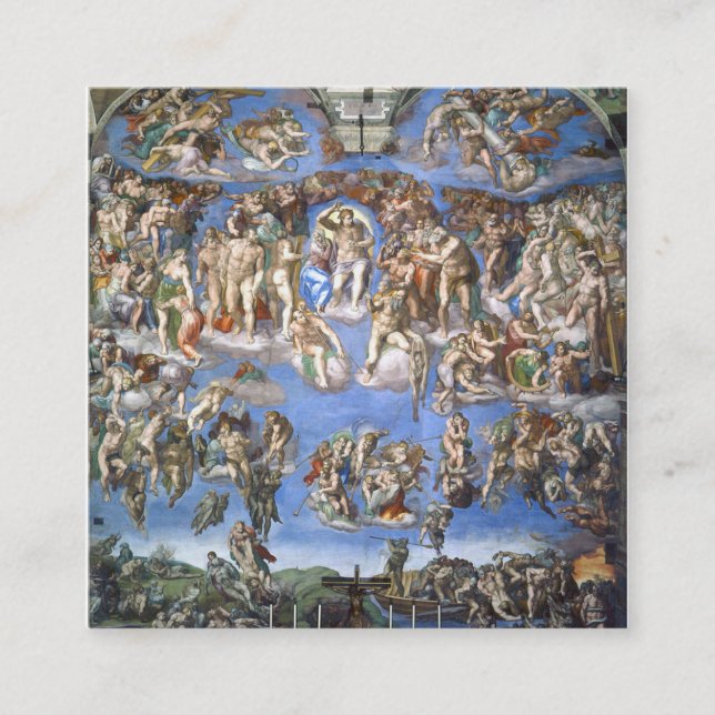 Last Judgement From The Sistine Chapel By Michelan Square Business Card (Front)