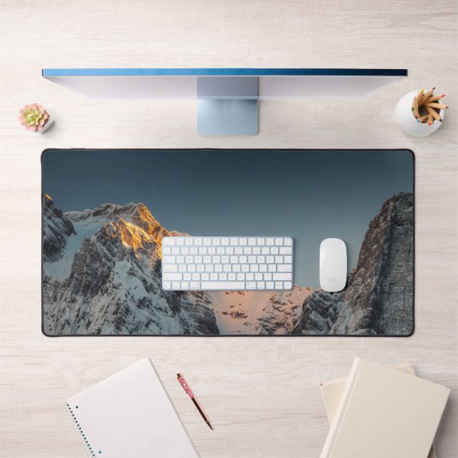 Last light before sunset on mountains desk mat (Office 1)