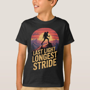 Last Light Longest Stride Sunset Hiking Mountain T T-Shirt