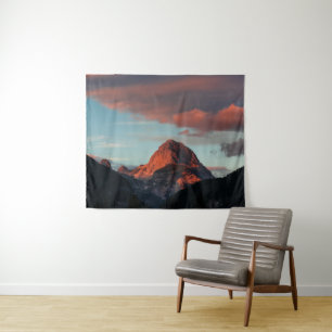 Last light of sun on mountain Mangart, Slovenia Tapestry