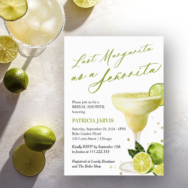 Last Margarita As A Señorita Bridal Shower  Invitation (Creator Uploaded)