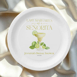 Last Margarita As A Señorita Bridal Shower Paper Plate