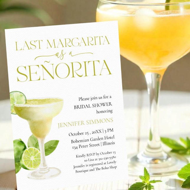 Last Margarita As A Señorita | Lemon Bridal Shower Invitation (Creator Uploaded)