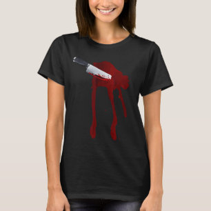 Last Minute Spooky Fake Blood Stab Wound Knife Sta T-Shirt