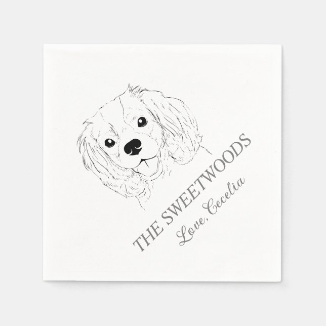 Last Name Cocker Spaniel Wedding Napkins (Front)