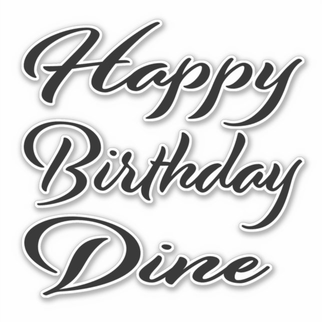 Last Name First Name black sticker birthday (Front)