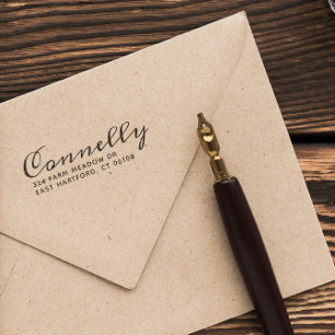 Last Name In Script & Address Self-inking Stamp