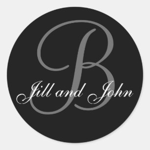 Last Name Initial B plus First Names Black Sticker