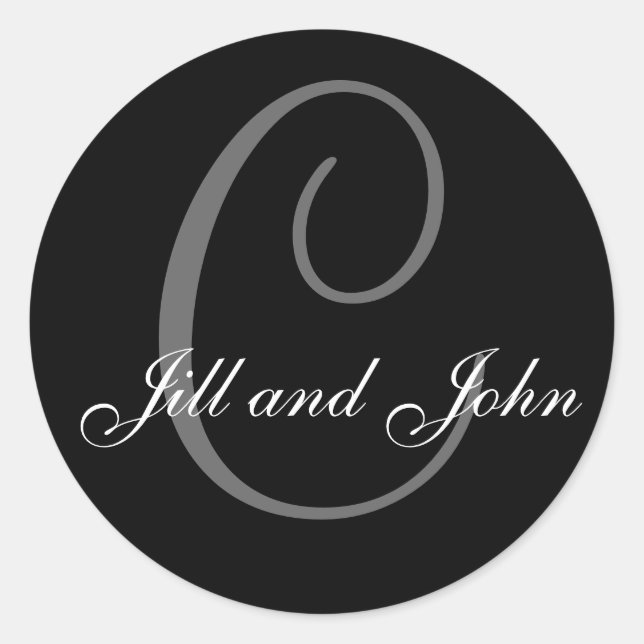 Last Name Initial C plus First Names Black Sticker (Front)