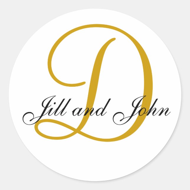 Last Name Initial D plus First Names Gold Sticker (Front)