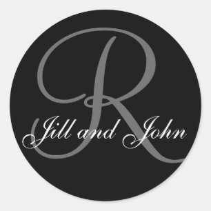 Last Name Initial R plus First Names Black Sticker