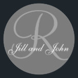 Last Name Initial R plus First Names Grey Sticker<br><div class="desc">Last Name Initial R plus First Names grey Sticker</div>