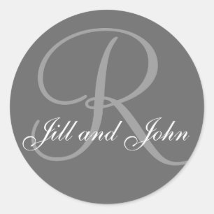 Last Name Initial R plus First Names Grey Sticker