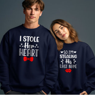 Last Name Valentines Day Couple Matching Funny Sweatshirt