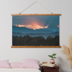 Last rays of sun before sunset hanging tapestry