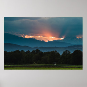 Last rays of sun before sunset poster