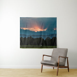 Last rays of sun before sunset tapestry
