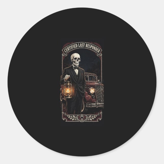 Last Responder Skeleton Lantern Hearse Sticker (Front)