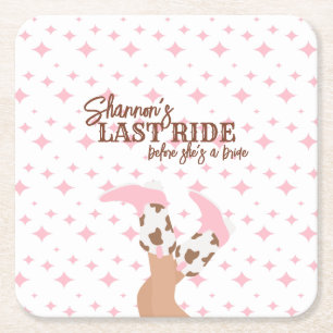 Last Ride Bachelorette Party Square Paper Coaster