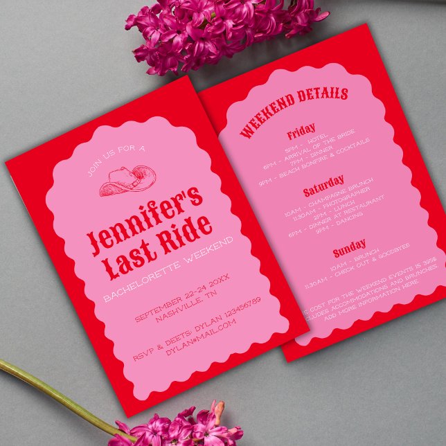 Last Ride Cowgirl Bold Red & Pink Nash Bach Invitation (Last Ride Cowgirl Bold Red & Pink Nash Bach Invitation)