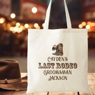 Last Rodeo Bachelor Party Cowboy Groomsman Tote Bag