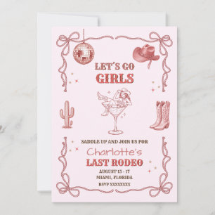 Last Rodeo Bachelorette Disco Cowgirl Invitation