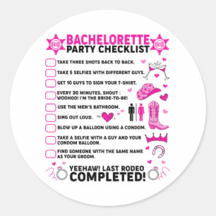 Last Rodeo Bachelorette Party Bride Western Cowgir Classic Round Sticker
