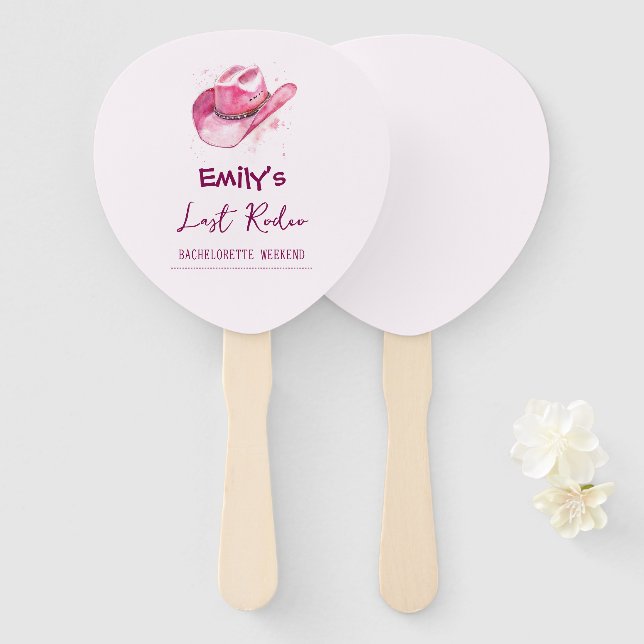 Last Rodeo Bachelorette Weekend | Pink Set of Fans (Front and Back)