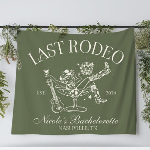 Last Rodeo Banner Custom Western Bachelorette Part Tapestry