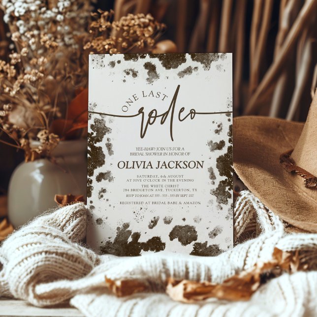 Last Rodeo Cow Print Hot Pink Bridal Shower Invitation (Creator Uploaded)