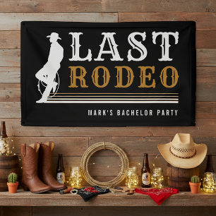 Last Rodeo Cowboy Bachelor Party Brown & Black Banner