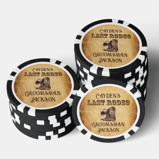 Last Rodeo Cowboy Grunge Brown Bachelor Party Poker Chips (Stack)