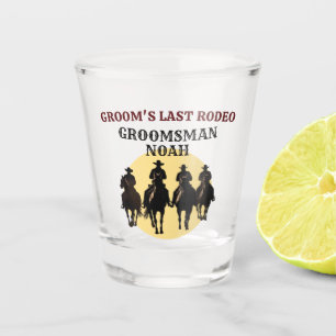 Last Rodeo Cowboys Groomsman's Name Bachelor Party Shot Glass