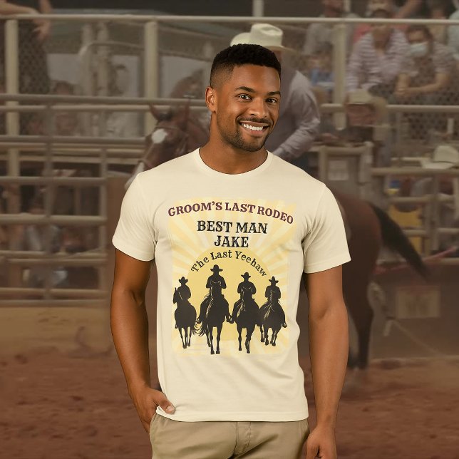 Last Rodeo Cowboys Sunset Best Man Name Bachelor T-Shirt (Last Rodeo Cowboys Sunset Best Man Name Bachelor T-Shirt)