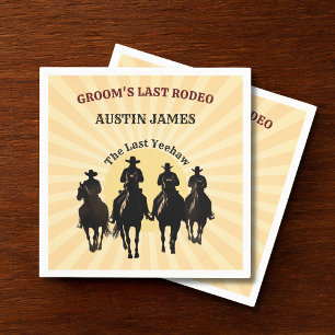Last Rodeo Cowboys Sunset Groom's Name Bachelor Napkin