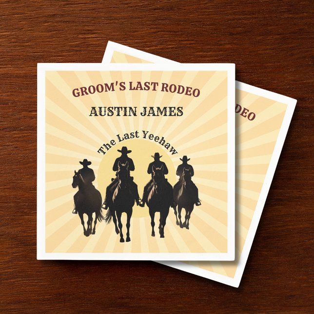 Last Rodeo Cowboys Sunset Groom's Name Bachelor Napkin (Last Rodeo Cowboys Sunset Groom's Name Bachelor Napkins)