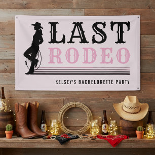 Last Rodeo Cowgirl Bachelorette Party Pink Banner