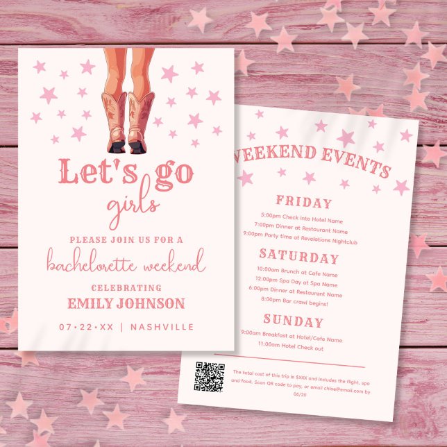 Last Rodeo Cowgirl Bachelorette Weekend Itinerary  Invitation (Last Rodeo Cowgirl Bachelorette Weekend Itinerary Invitation)