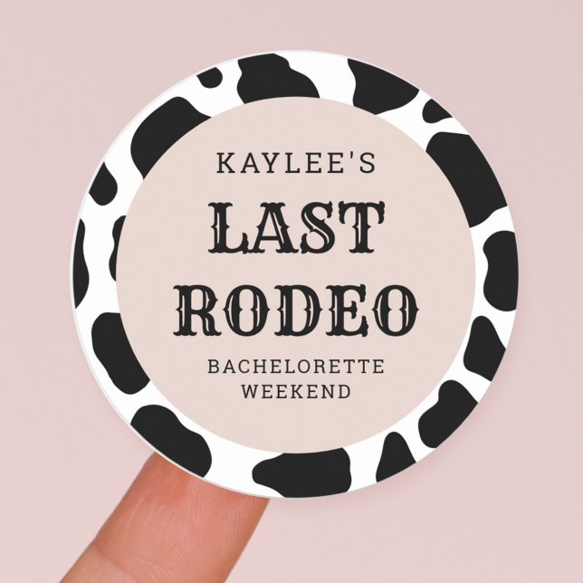 Last Rodeo Cowgirl Bachelorette Weekend Party Classic Round Sticker (Creator Uploaded)