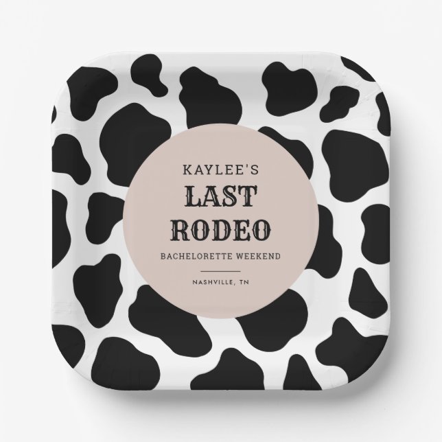 Last Rodeo Cowgirl Bachelorette Weekend Party Pape Paper Plate (Front)