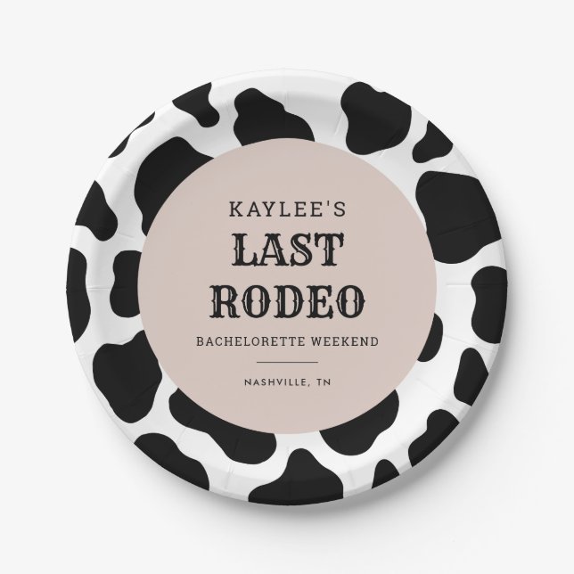 Last Rodeo Cowgirl Bachelorette Weekend Party Paper Plate (Front)