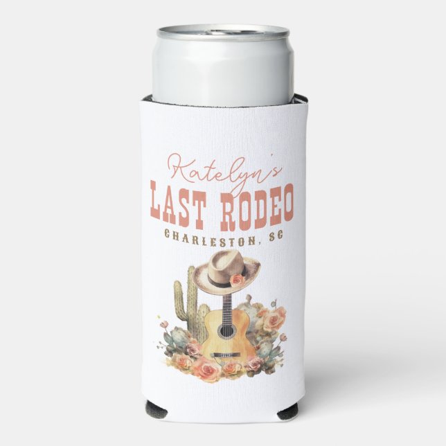 Last Rodeo Cowgirl Bachelorette Weekend Seltzer Can Cooler (Seltzer Front)