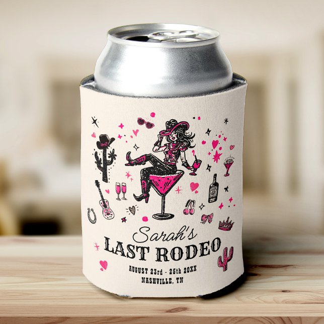 Last Rodeo Cowgirl Fun Nash Bash Bachelorette Can Cooler (Creator Uploaded)