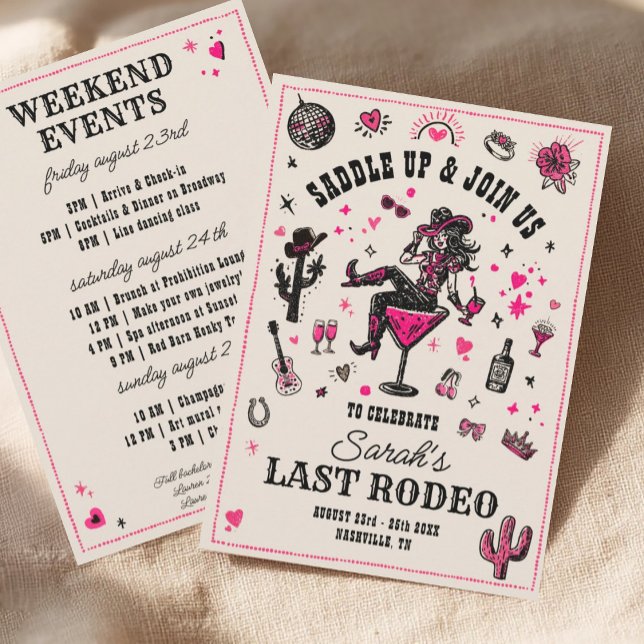 Last Rodeo Cowgirl Fun Nash Bash Bachelorette Invitation (Creator Uploaded)
