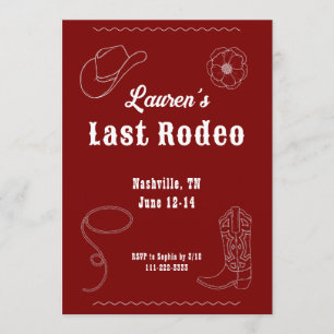 Last Rodeo Cowgirl Western Bachelorette Invitation