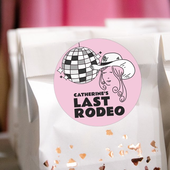 Last Rodeo Disco Cowgirl Bachelorette Party  Classic Round Sticker (Creator Uploaded)